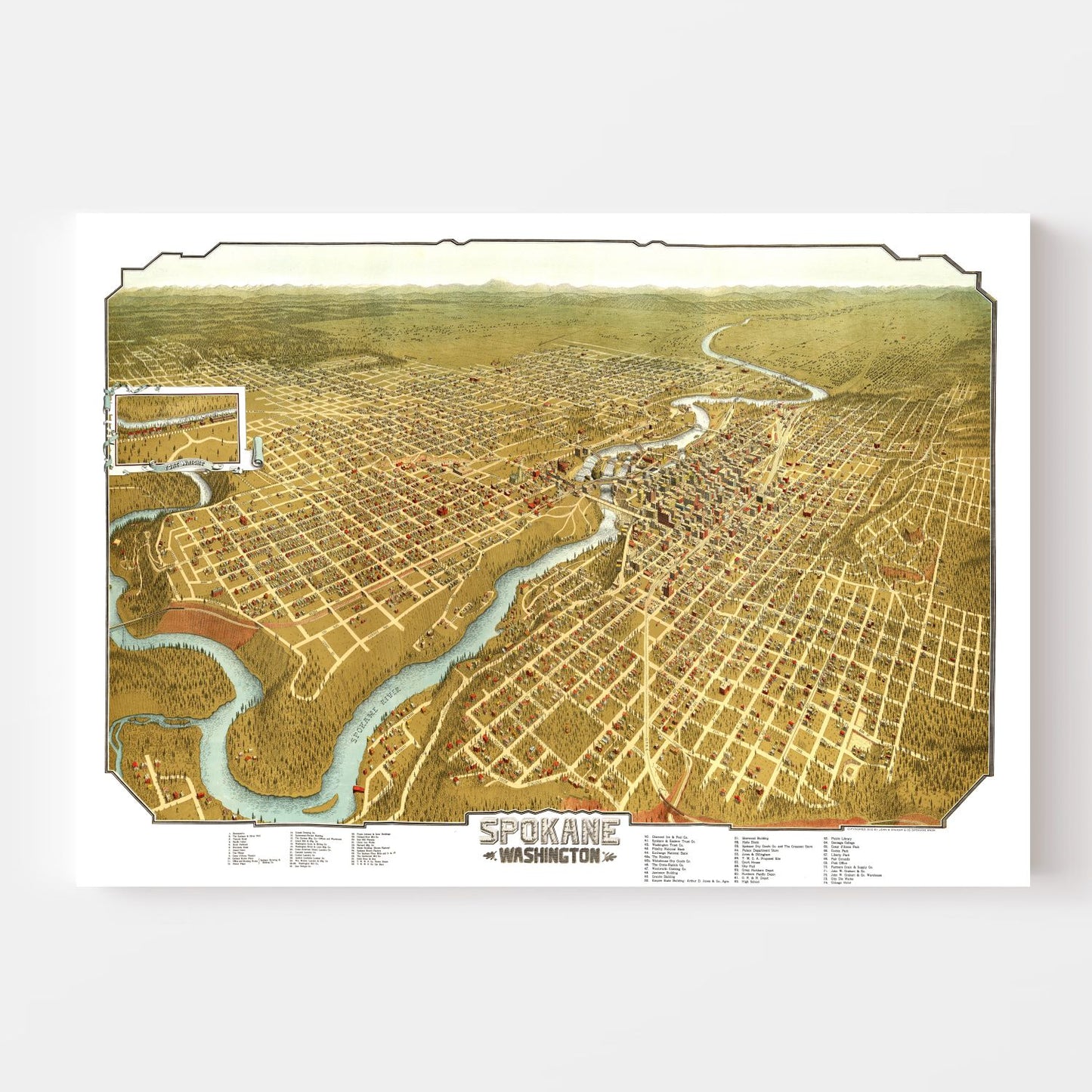 Vintage Map of Spokane, Washington, 1905