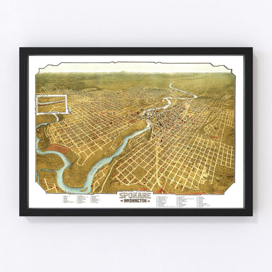 vintage map of Spokane, Washington, 1905