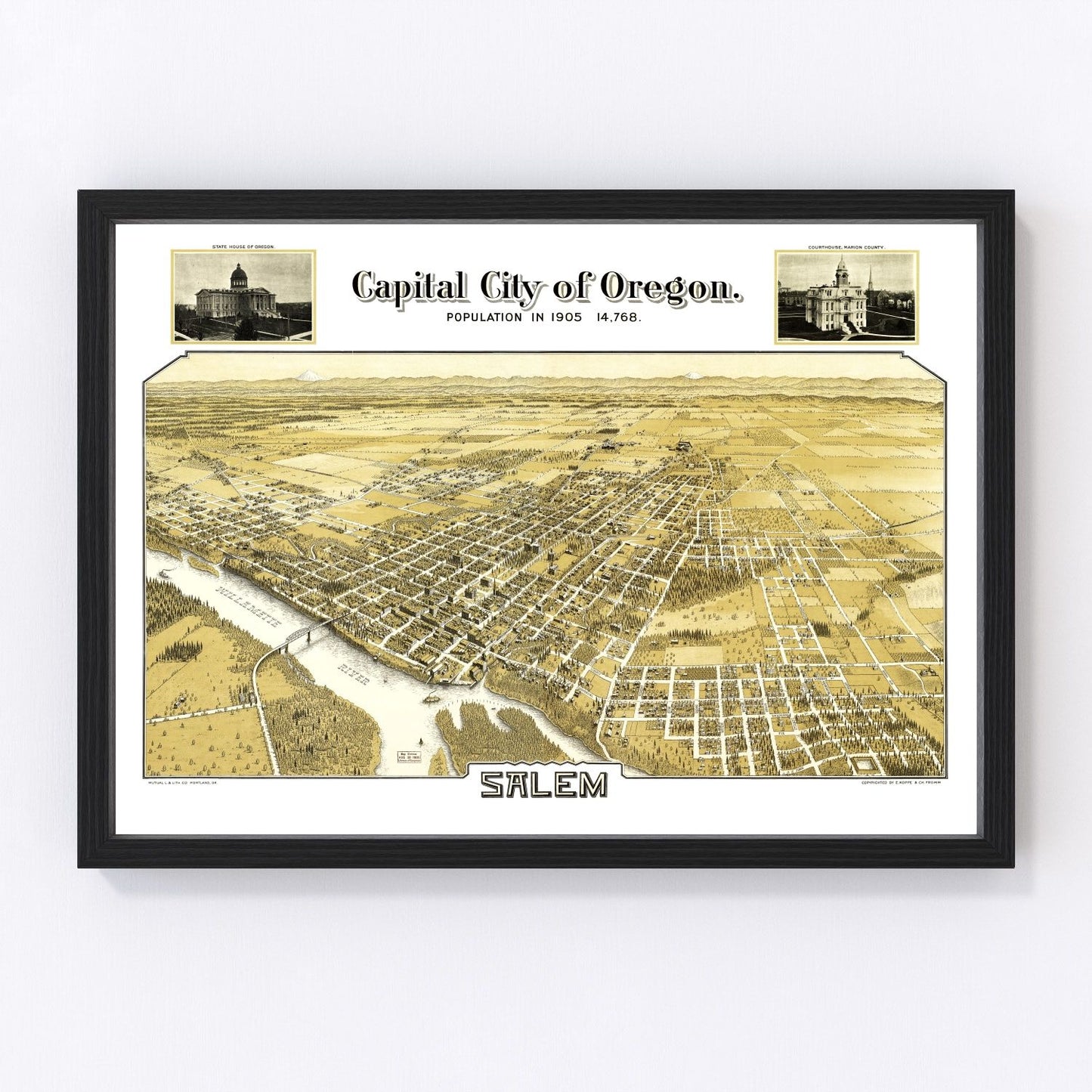 vintage map of Salem, Oregon, 1905