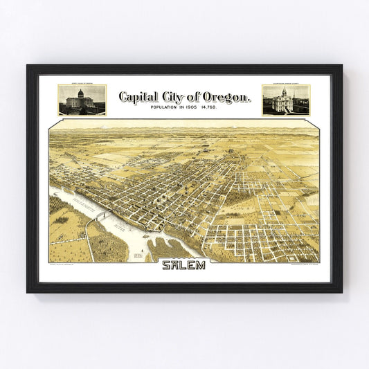 vintage map of Salem, Oregon, 1905