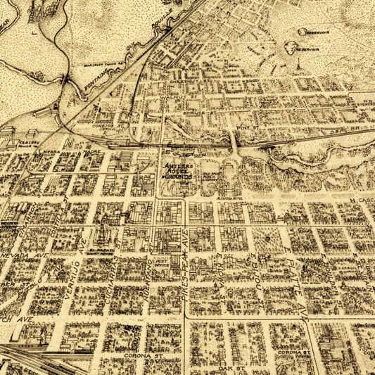 Vintage Map of Colorado Springs, Colorado 1909