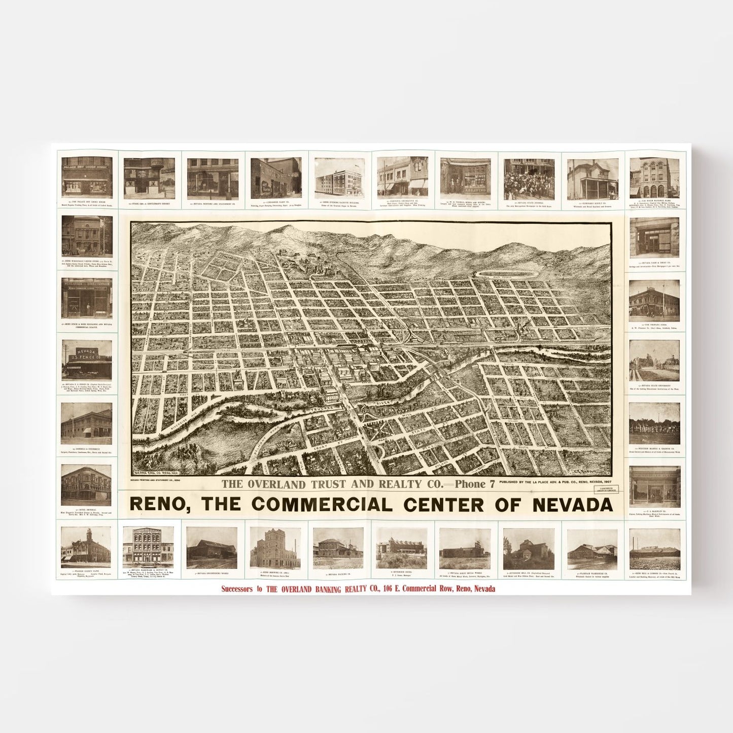 Vintage Map of Reno, Nevada, 1907