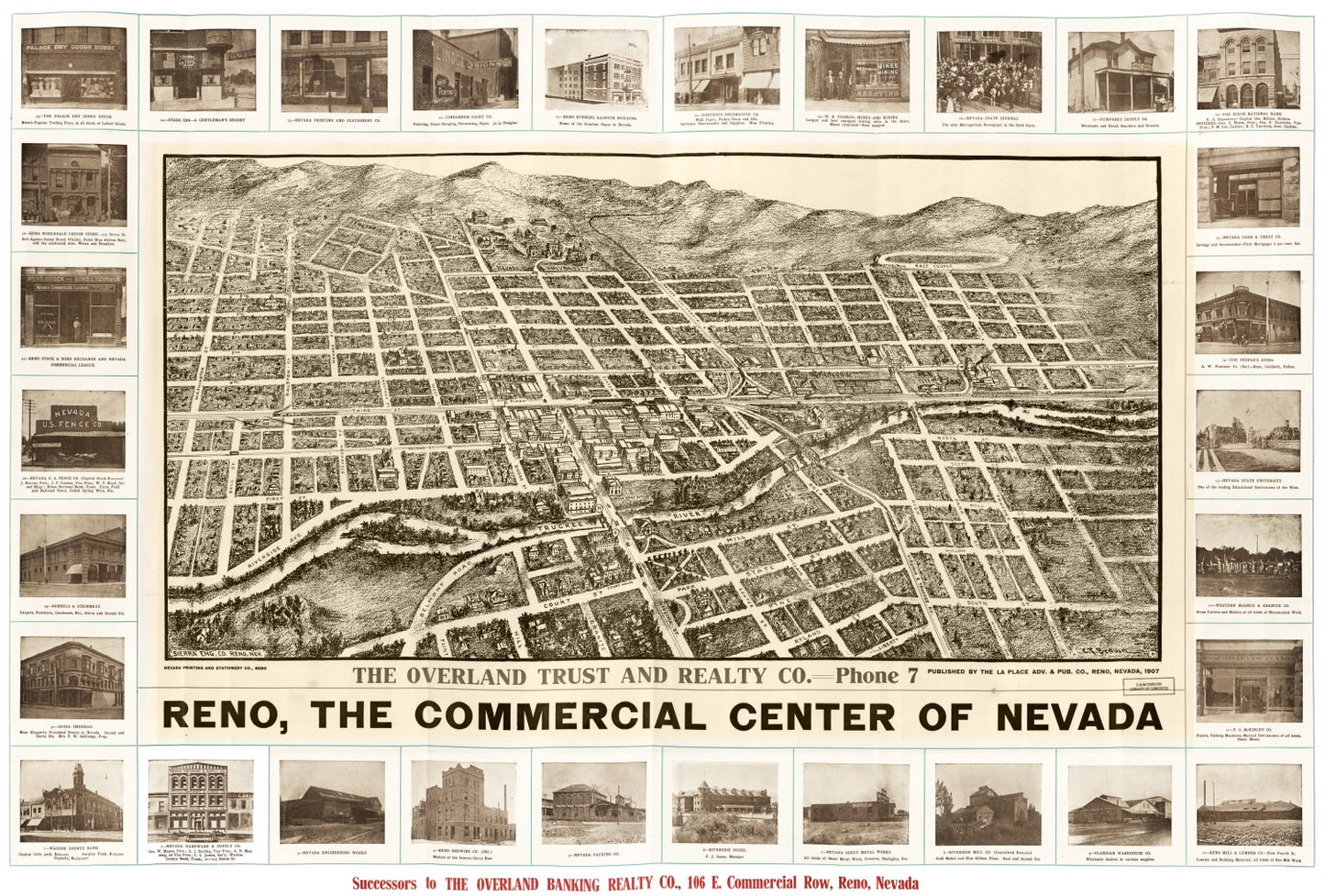 Vintage Map of Reno, Nevada, 1907