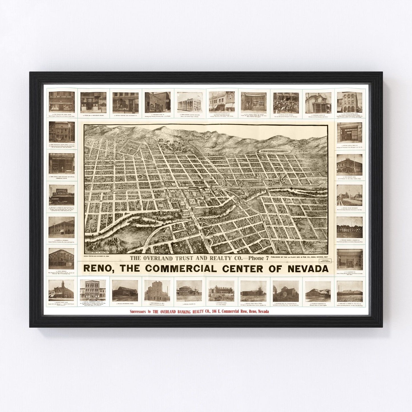 Vintage map of Reno, Nevada, 1907