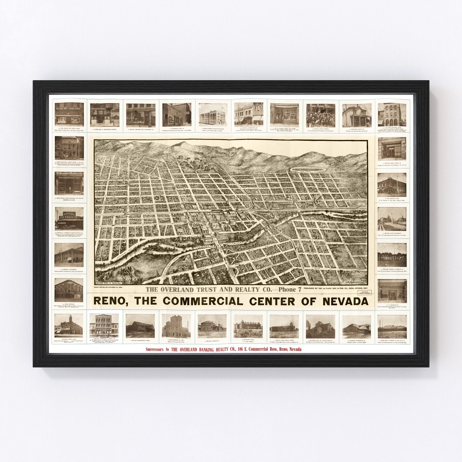 Vintage map of Reno, Nevada, 1907