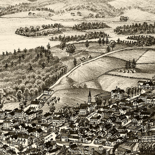 Vintage Map of Meredith Village, New Hampshire, 1889
