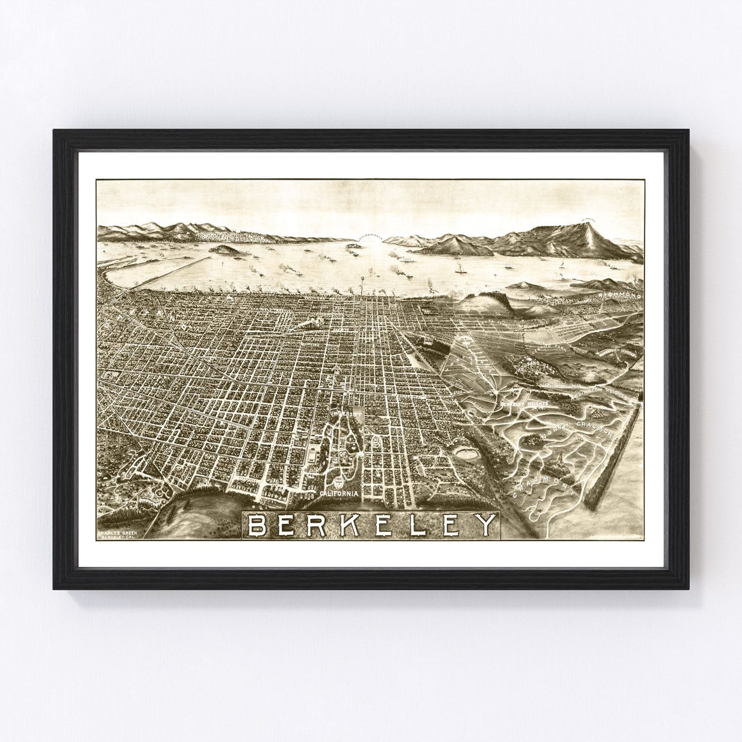Vintage map of Berkeley, California, 1909