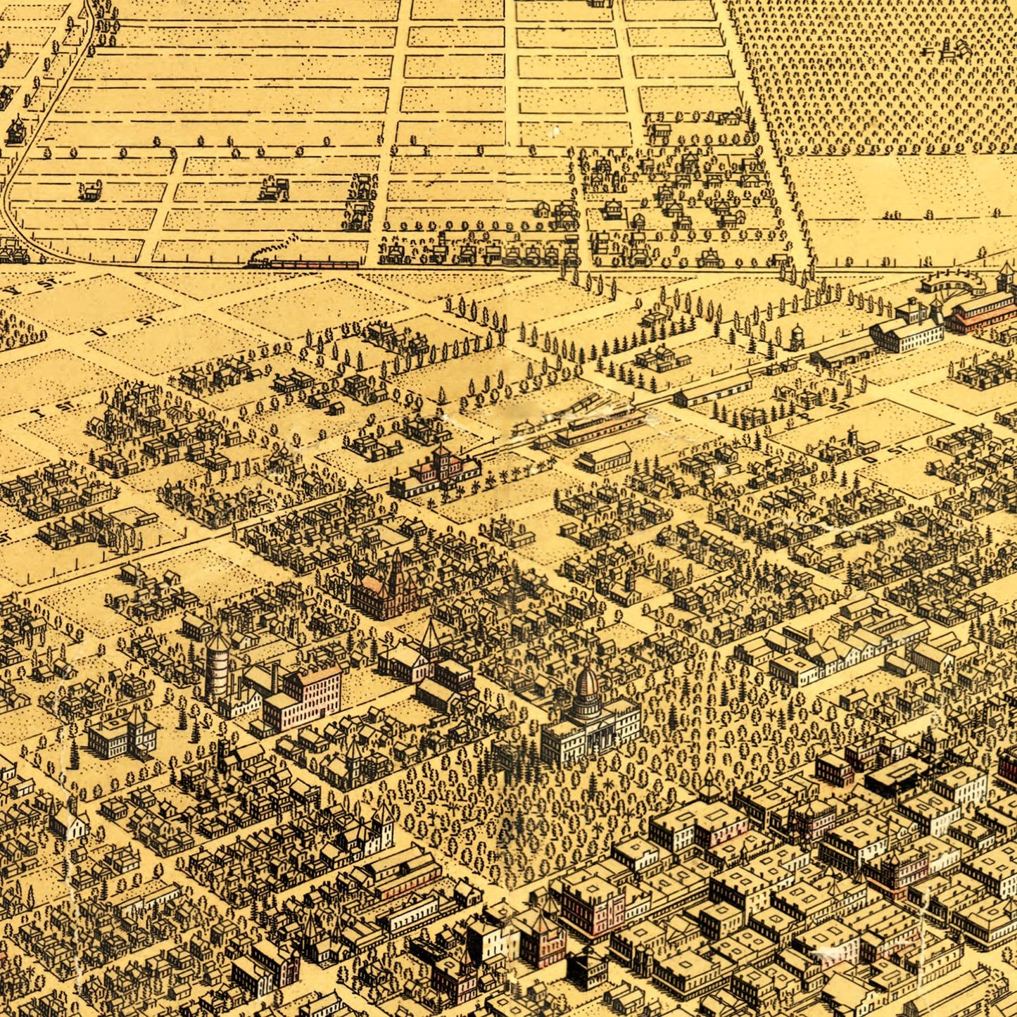 Vintage Map of Fresno, California, 1901