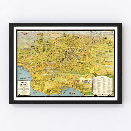 vintage map of Los Angeles, California, 1932