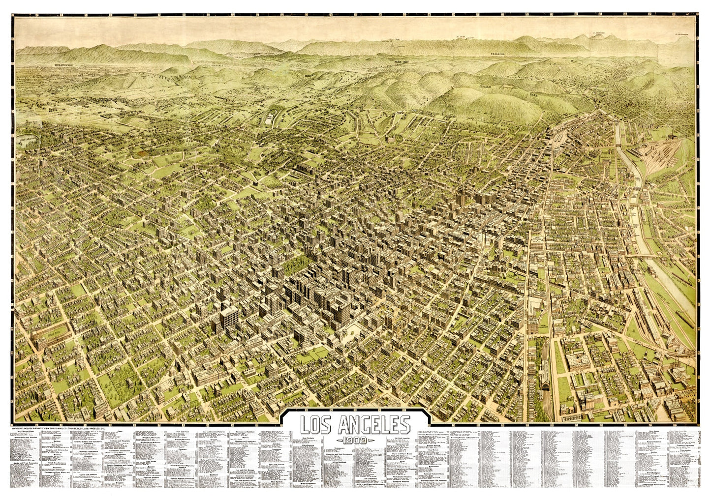 Vintage Map of Los Angeles, California, 1909