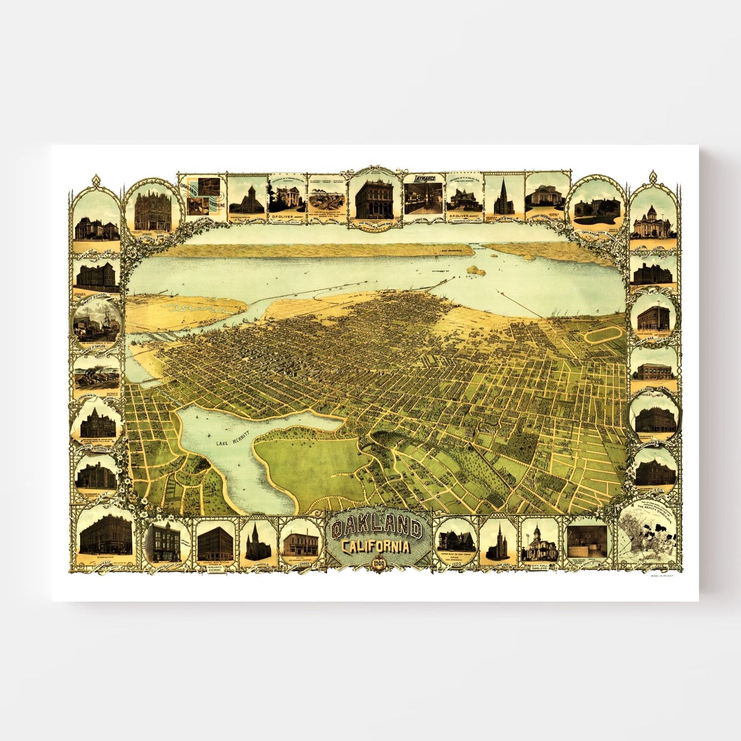 Vintage Map of Oakland, California, 1900