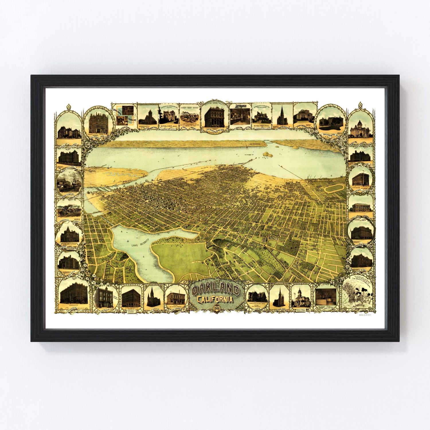 vintage map of Oakland, California, 1900