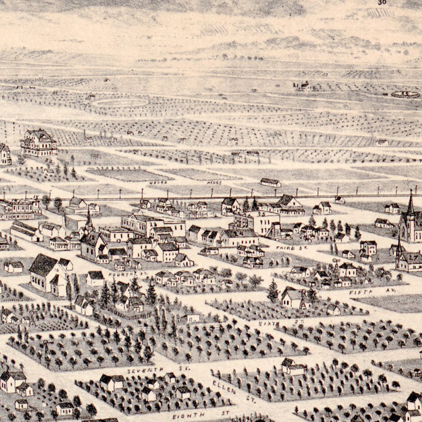 Vintage Map of Pomona, California, 1886