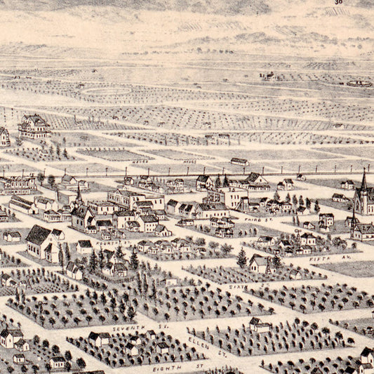 Vintage Map of Pomona, California, 1886