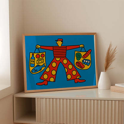 French Grocery Run Whimsical Kitchen Wall Art