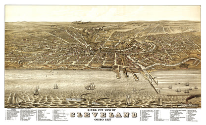 Vintage Map of Cleveland, Ohio 1877