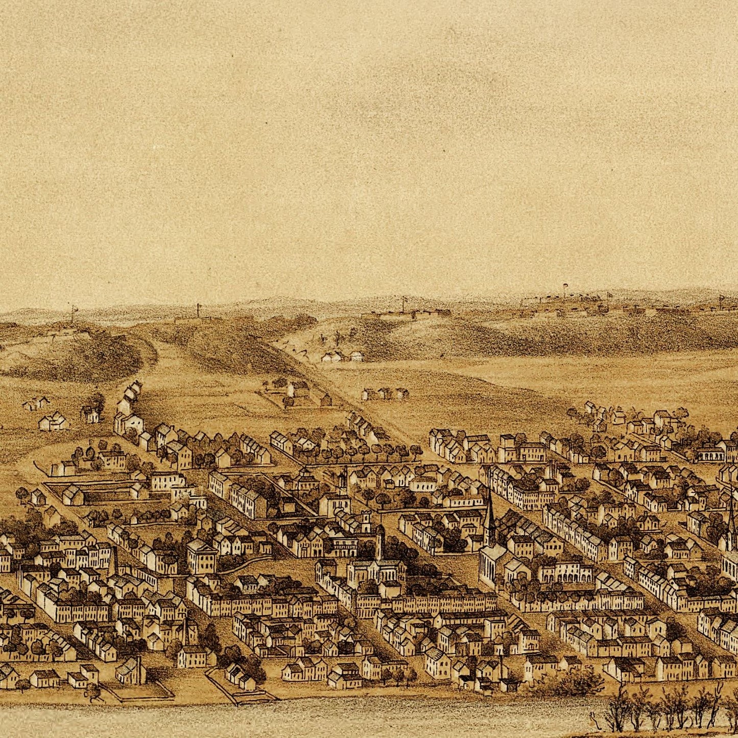 Vintage Map of Fredericksburg, Virginia, 1862