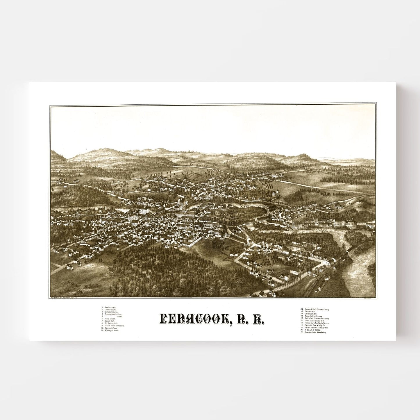 Vintage Map of Penacook, New Hampshire, 1887