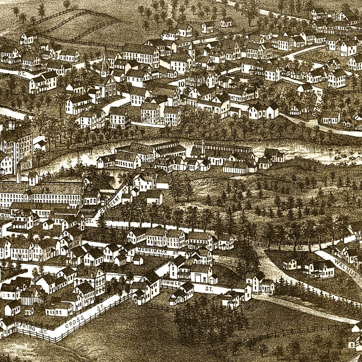 Vintage Map of Penacook, New Hampshire, 1887