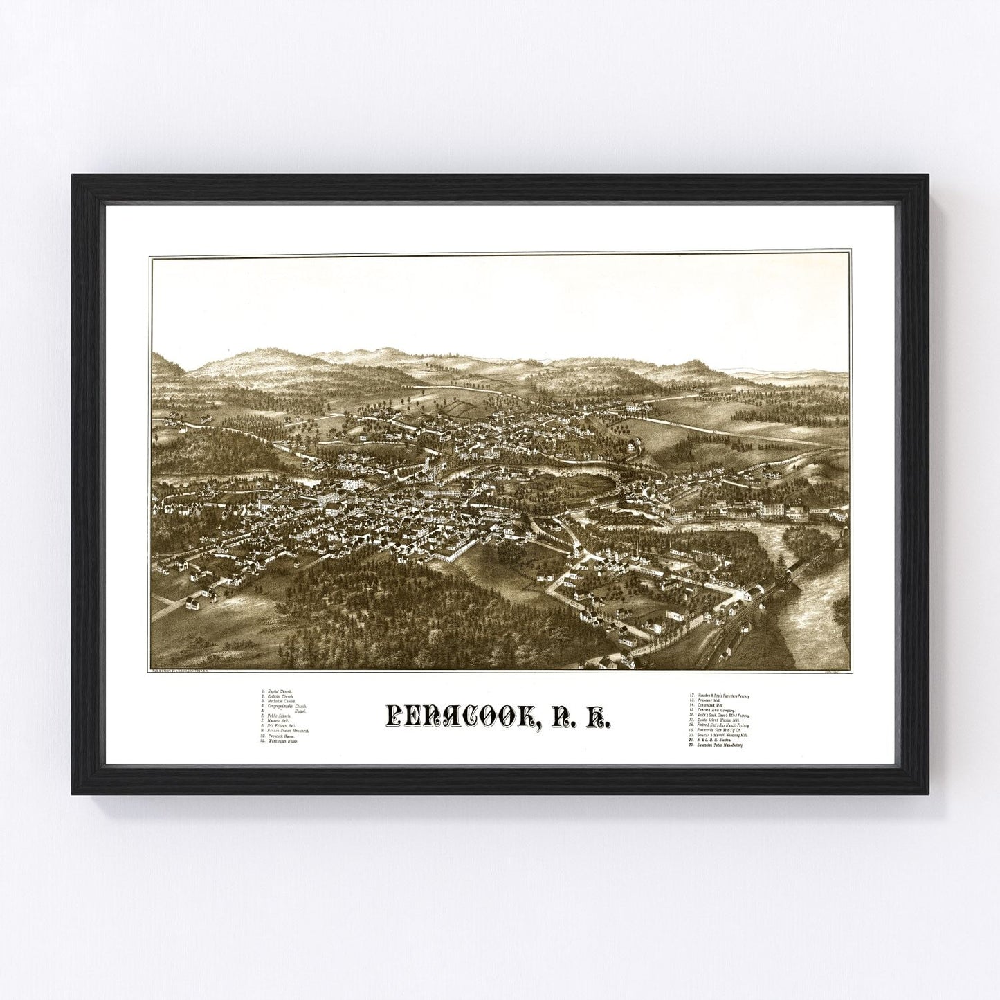 Vintage map of Penacook, New Hampshire, 1887