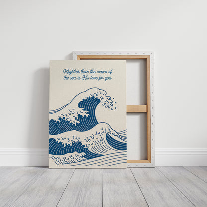Mightier Than the Waves Ocean Scripture Wall Art