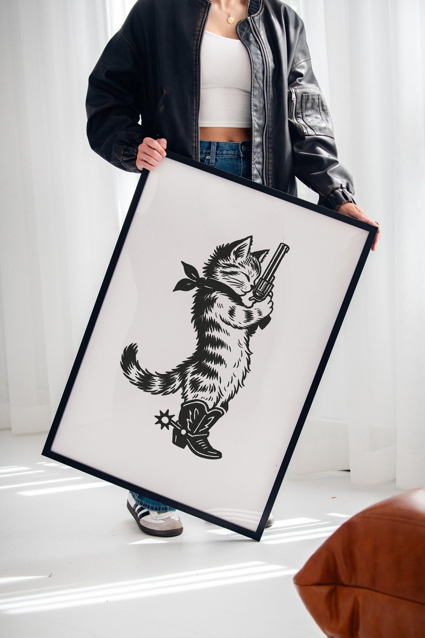 Cowboy Cat Sheriff Western Cat Wall Art Print