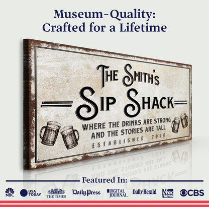 Family Sip Shack Bar Sign Canvas Wall Art