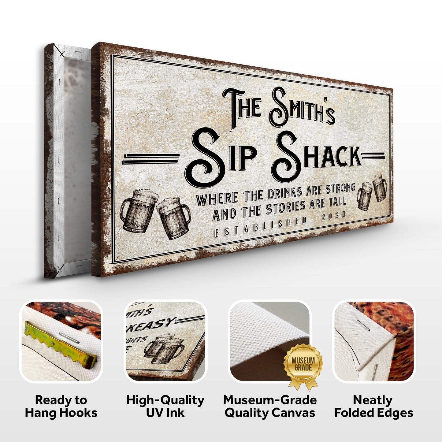 Family Sip Shack Bar Sign Canvas Wall Art