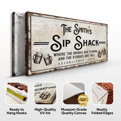 Family Sip Shack Bar Sign Canvas Wall Art