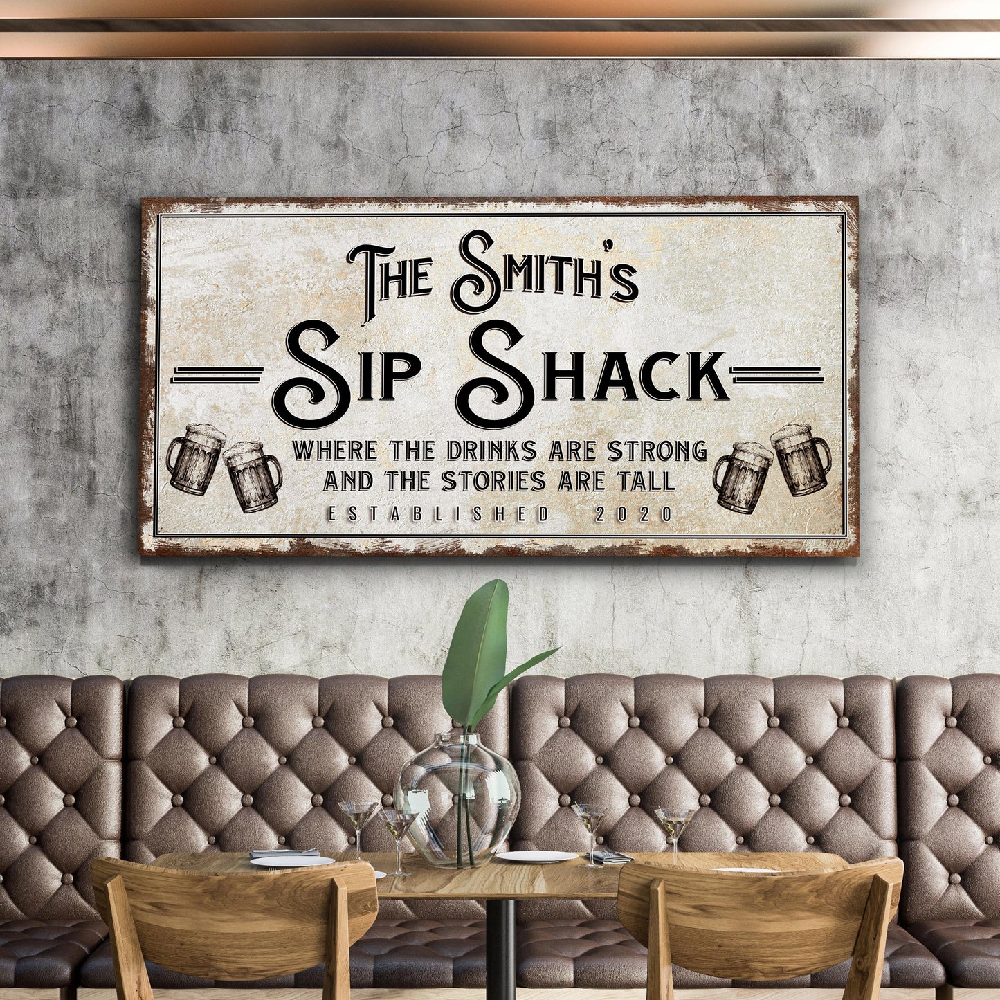 Family Sip Shack Bar Sign Canvas Wall Art