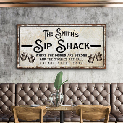 Family Sip Shack Bar Sign Canvas Wall Art