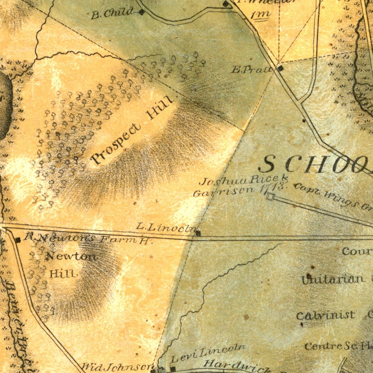 Vintage Map of Worcester County, Massachusetts, 1833