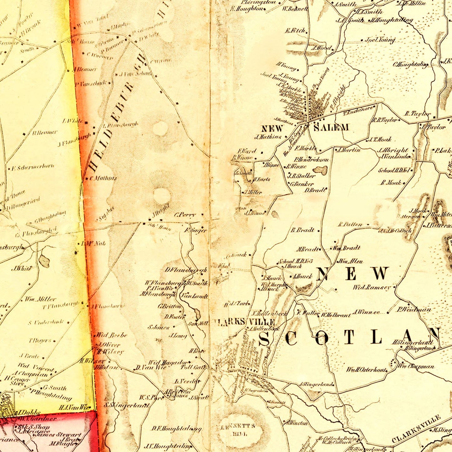 Vintage Map of Albany County, New York, 1854