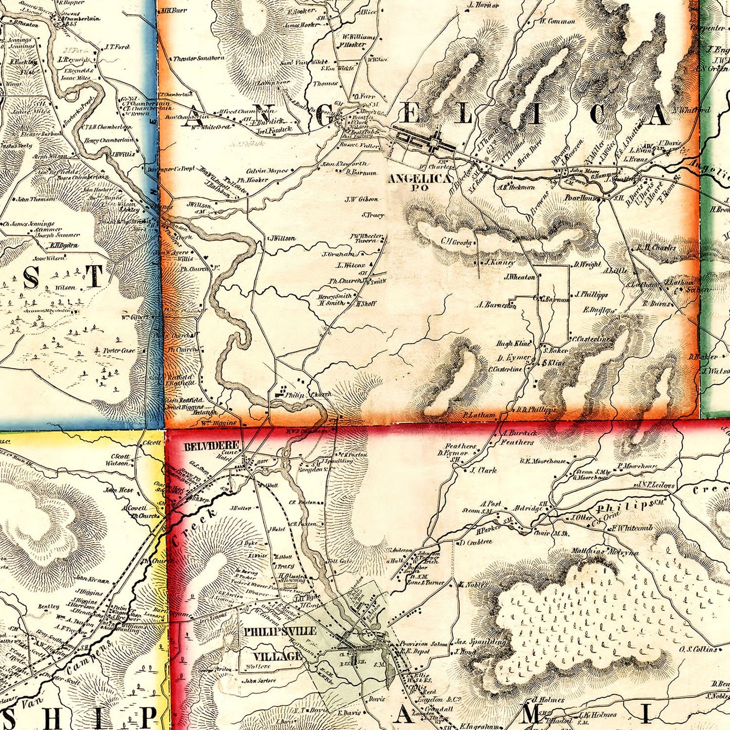 Vintage Map of Allegany County, New York, 1856
