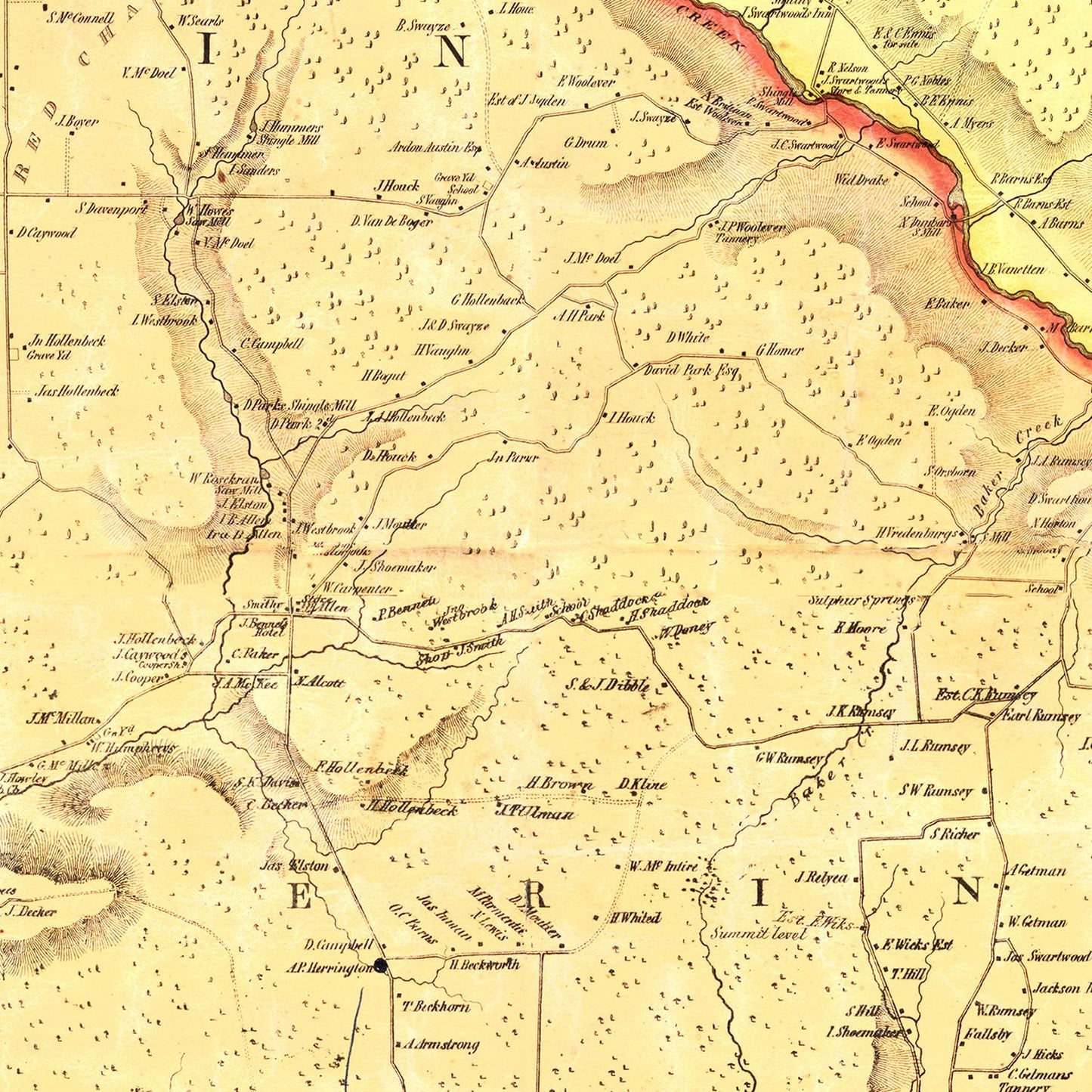 Vintage Map of Chemung County, New York, 1853
