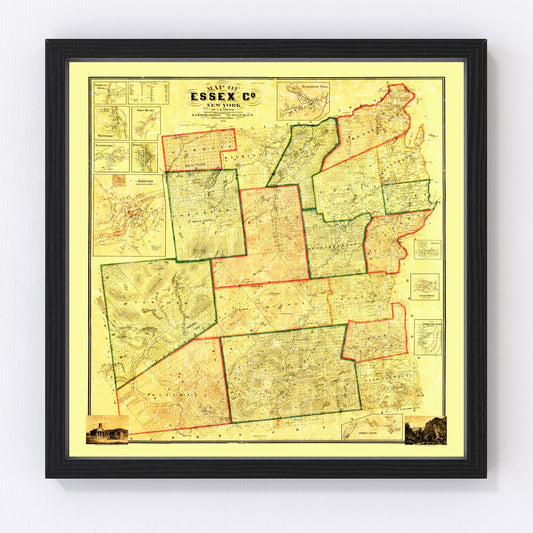Vintage map of Essex County, New York, 1858