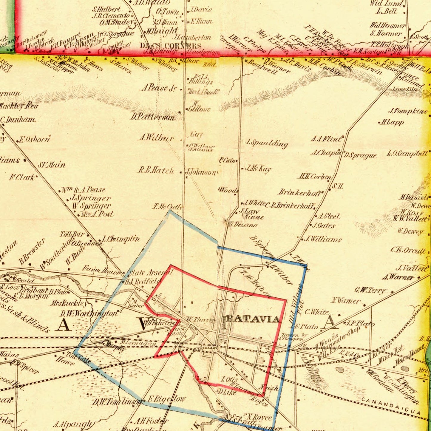 Vintage Map of Genesee County, New York, 1854