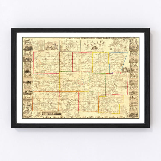 Vintage map of Genesee County, New York, 1854
