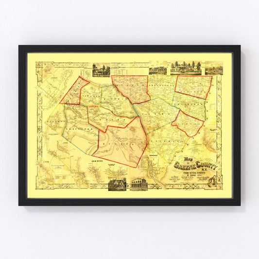 vintage map of Greene County, New York, 1856