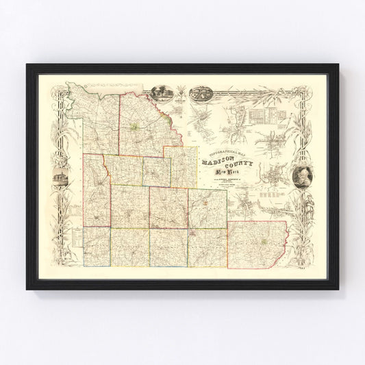 Vintage map of Madison County, New York, 1853