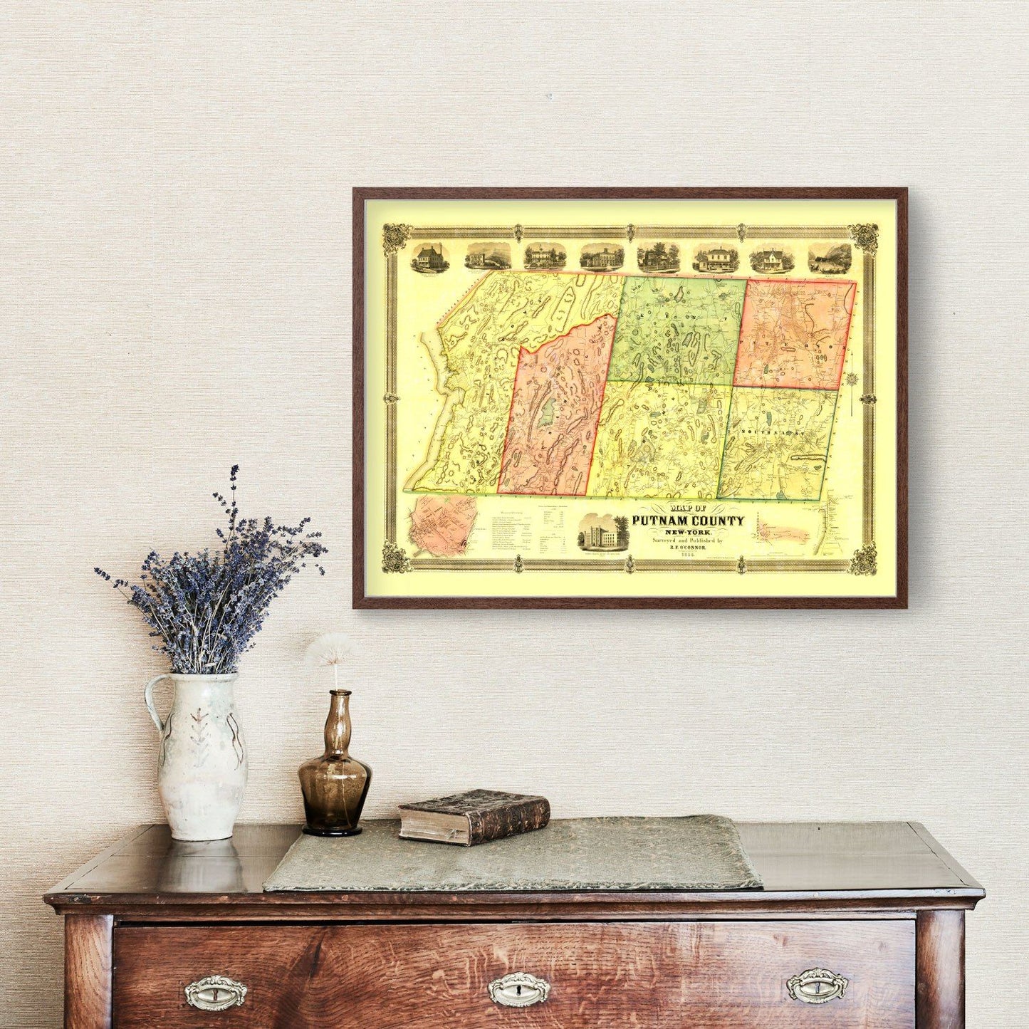 Vintage Map of Putnam County, New York, 1854