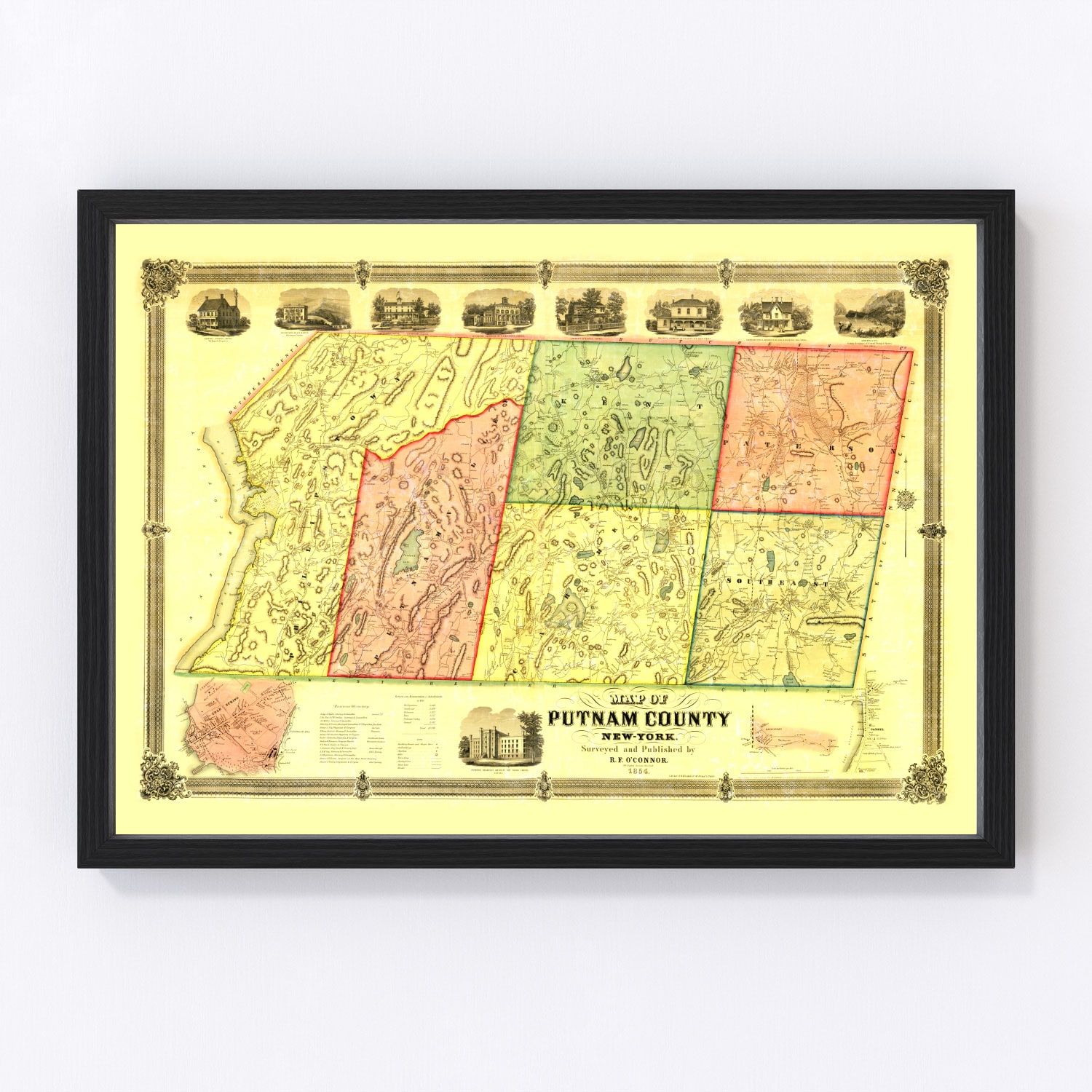 vintage map of Putnam County, New York, 1854