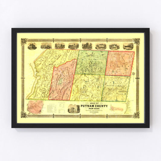 vintage map of Putnam County, New York, 1854