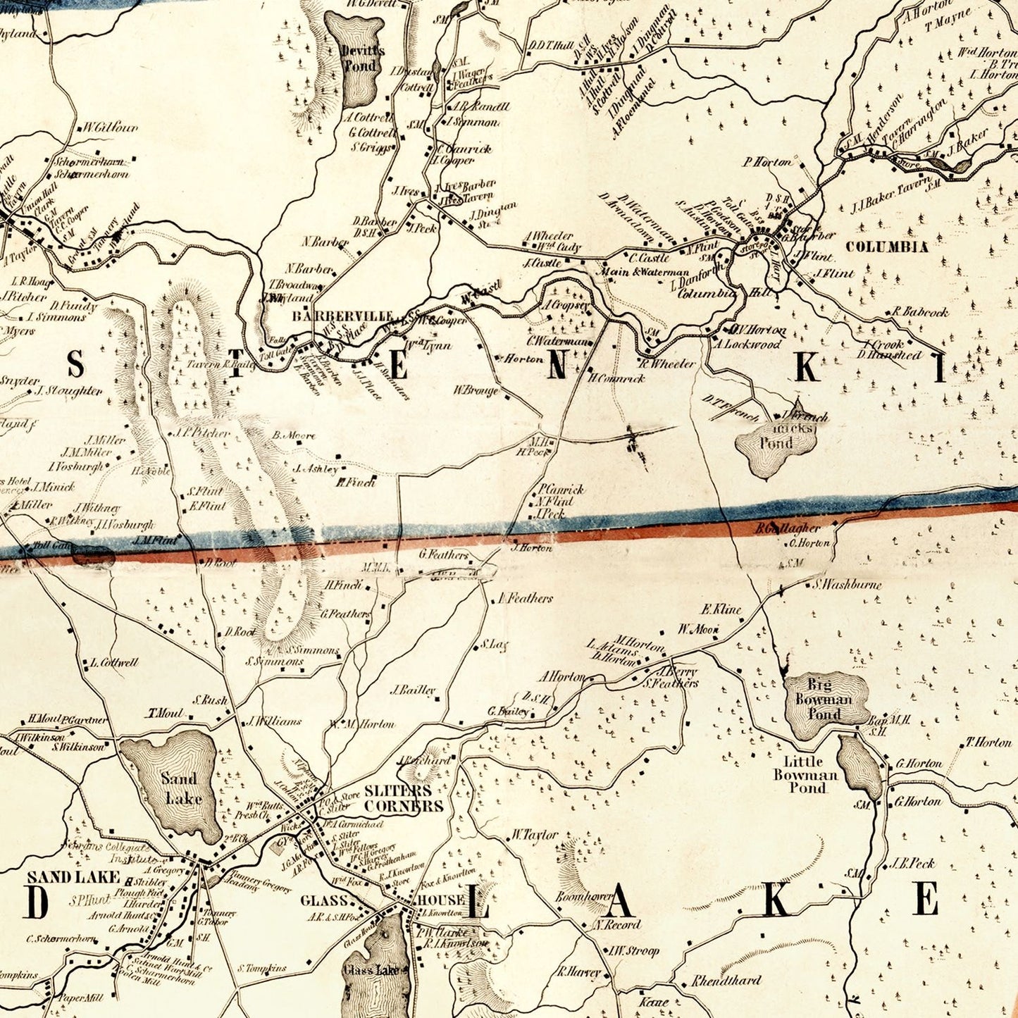 Vintage Map of Rensselaer County, New York, 1854 II