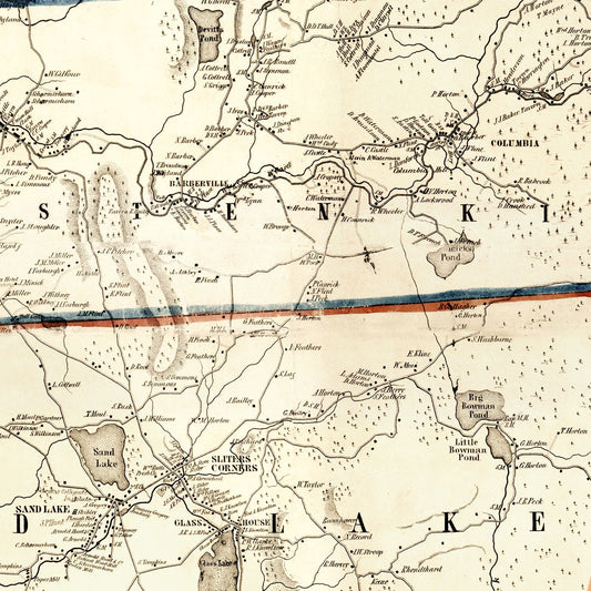 Vintage Map of Rensselaer County, New York, 1854 II