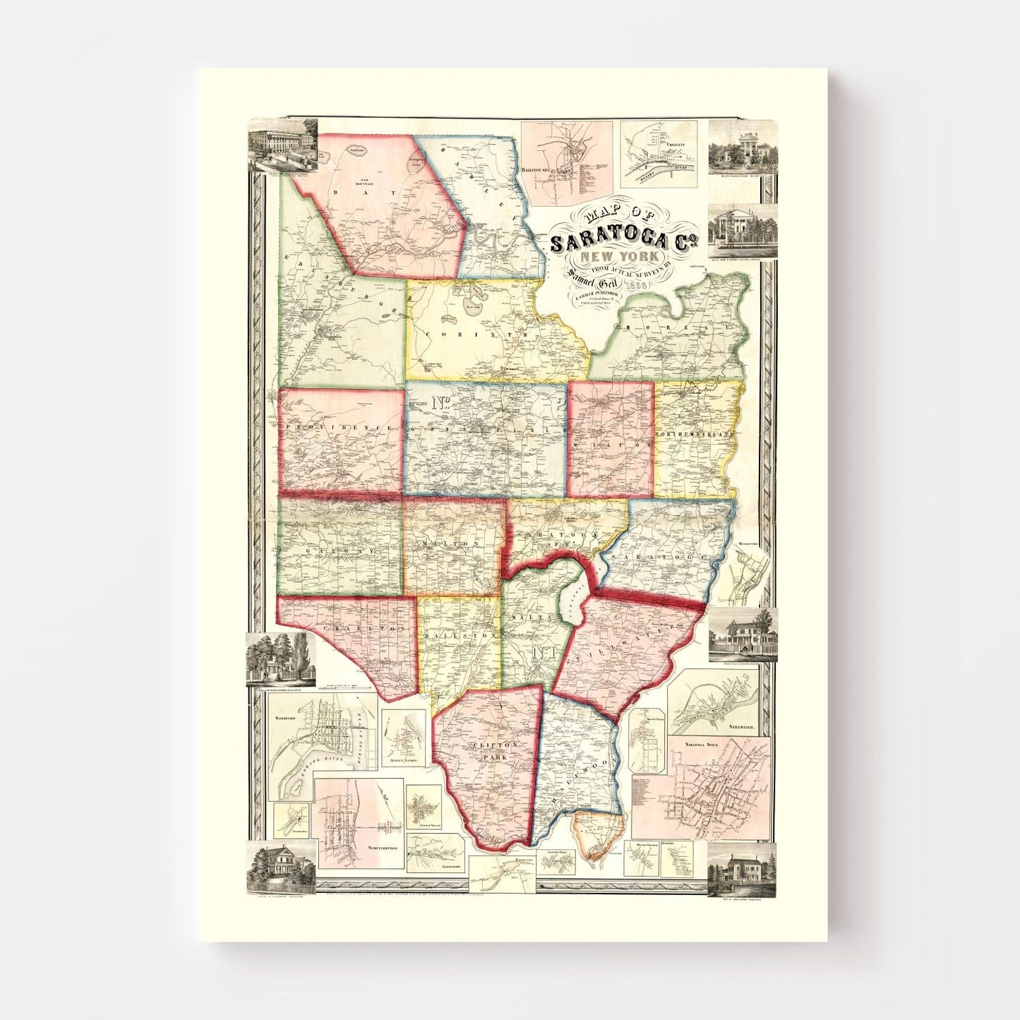 Vintage Map of Saratoga County, New York, 1856 (No. 2)