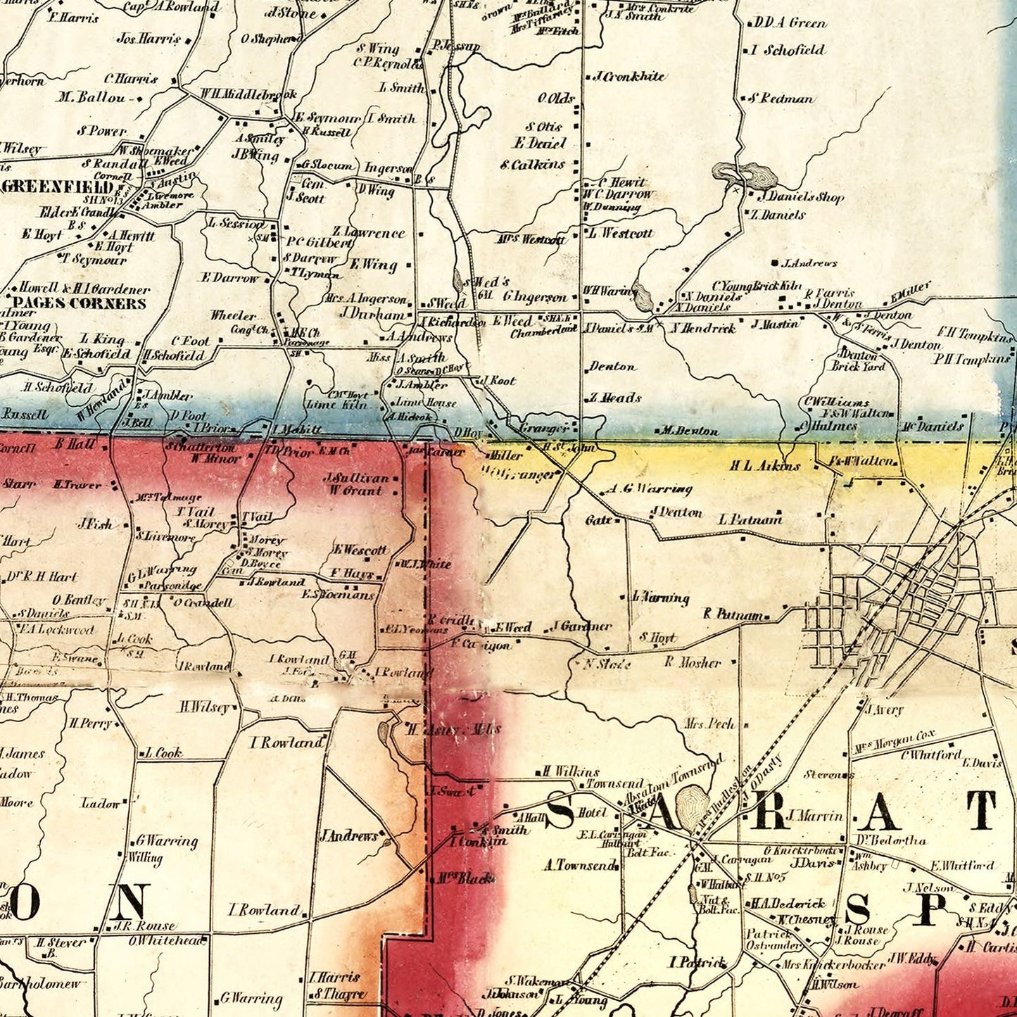 Vintage Map of Saratoga County, New York, 1856 (No. 2)