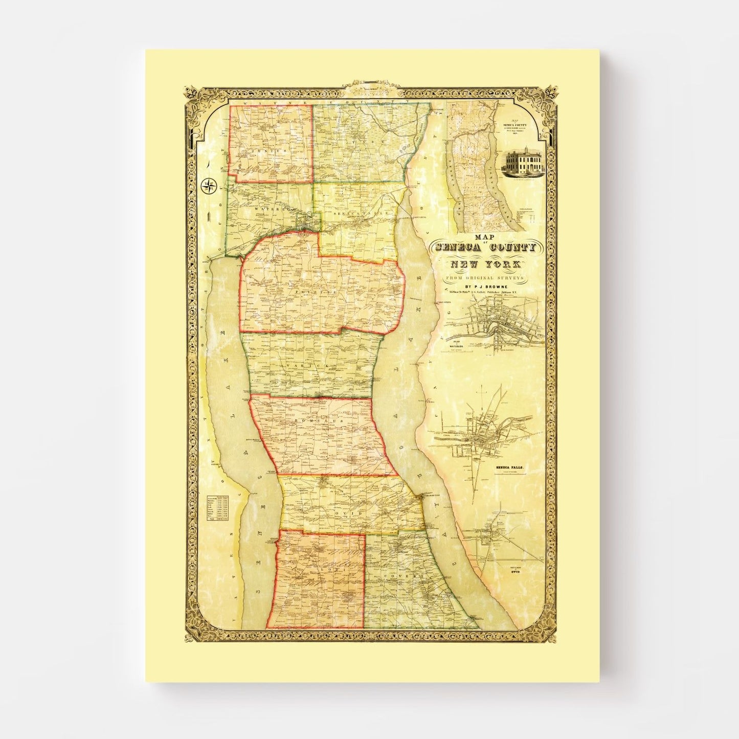 Vintage Map of Seneca County, New York, 1858