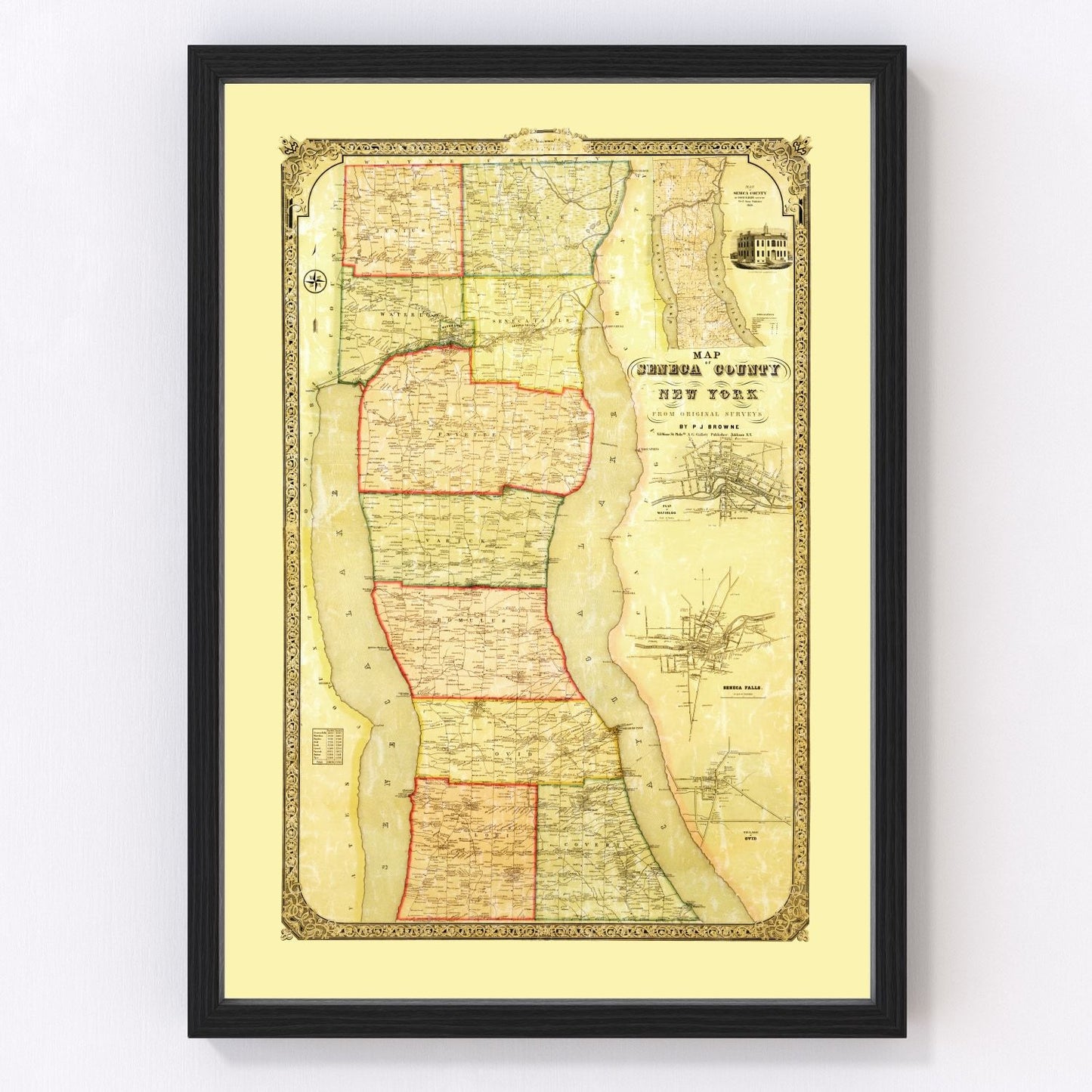 Vintage map of Seneca County, New York, 1858