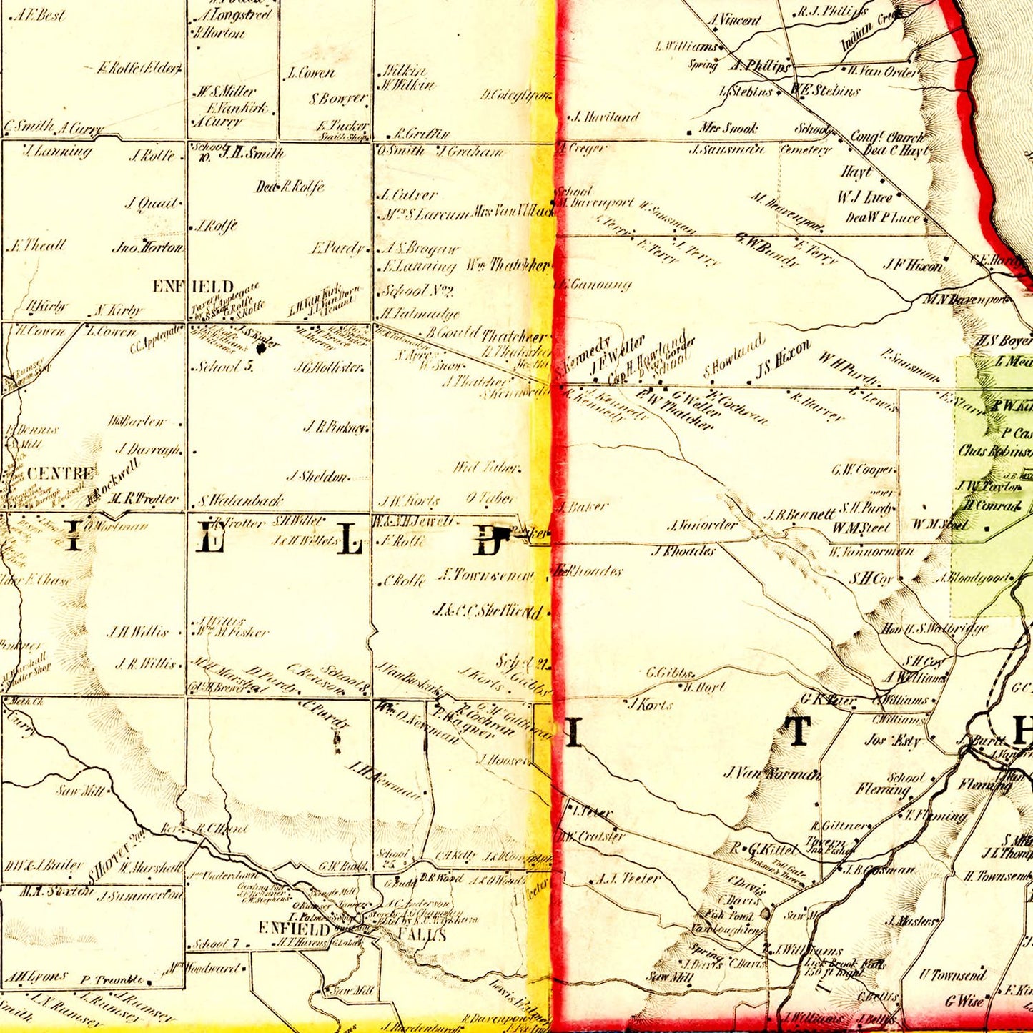 Vintage Map of Tompkins County, New York, 1853